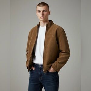 Monte Carlo Mens Driving Jacket Full Zip Brown Outerwear Size Large‎